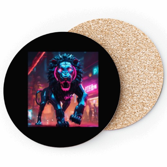 Ultra definição de lion biônico ambiente cyberpunk Coasters