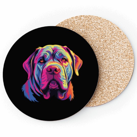 Watercolor Colorful Neapolitan Mastiff Coasters