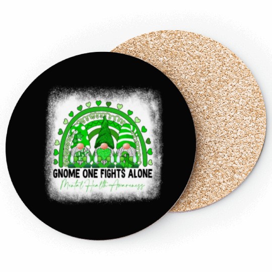 Gnome Green Rainbow Mental Health Awareness Coasters