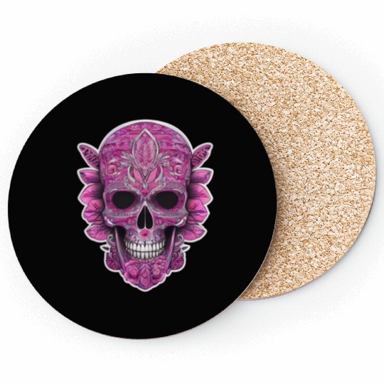 tribal pink mexican skull Coasters