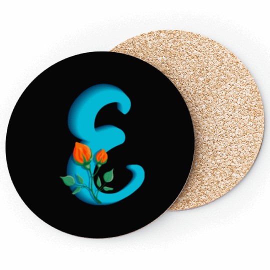 Three dimensional capital letter E rose monogram Coasters