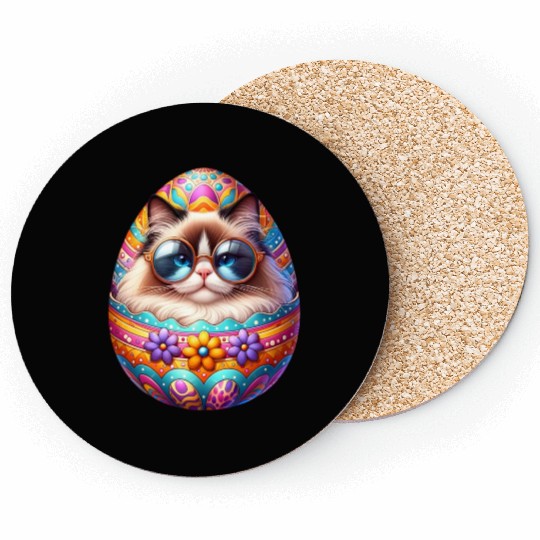 Ragdoll Cat in Easter Egg Design Coasters
