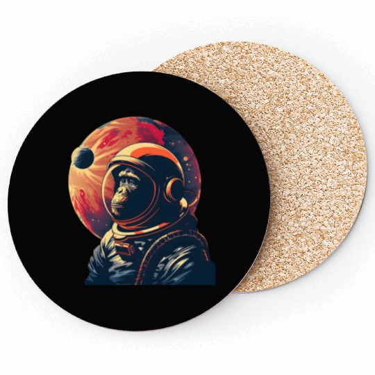 Space Vintage Travel Astronaut Monkey Coasters