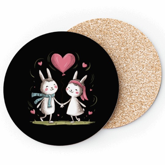 Funny bunny couple lovers Valentine's Day Coasters