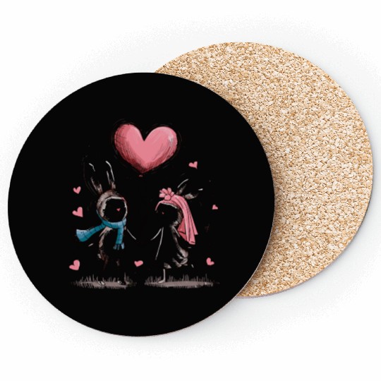 Funny bunny couple lovers Valentine's Day Coasters