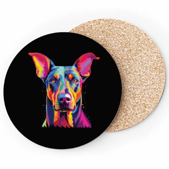 Watercolor Colorful Doberman Pinscher Coasters