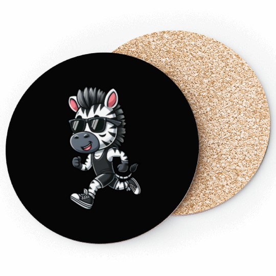 Zebra Marathon Runner Sport Jogging Coasters