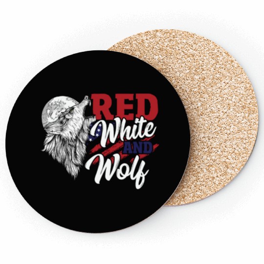Wild Happy 4th Of July USA Howling Wolves under Coasters