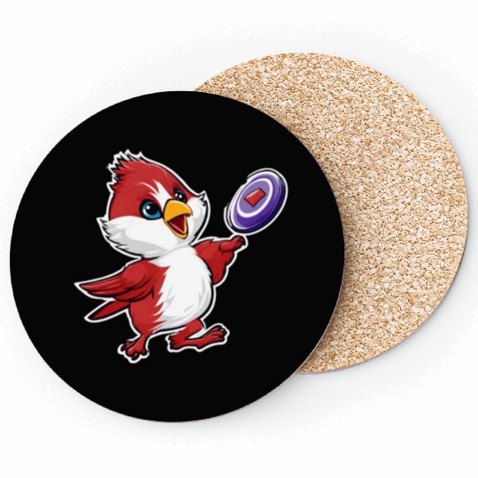 Cardinal Frisbee Fun: Vibrant Cardinal Design for Coasters