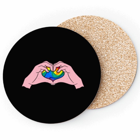 Hands Heart w/ Pride Flag Coasters