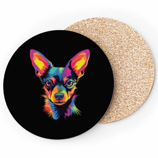 Watercolor Colorful Russian Toy Terrier Coasters
