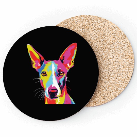 Watercolor Colorful Ibizan Hound Coasters