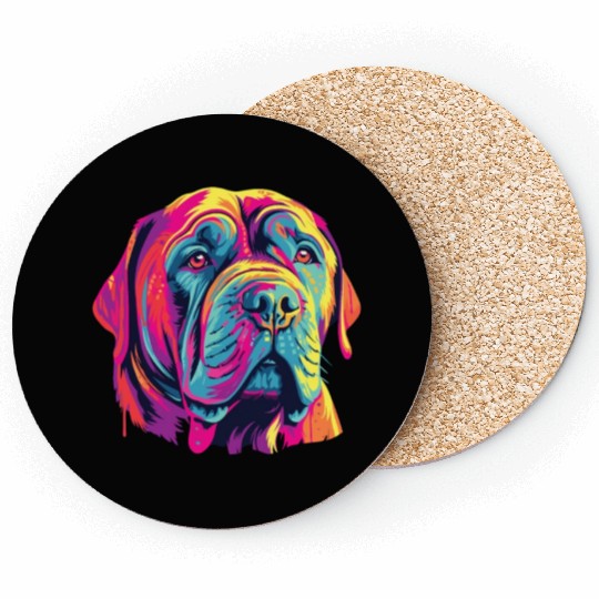 Watercolor Colorful Neapolitan Mastiff Coasters