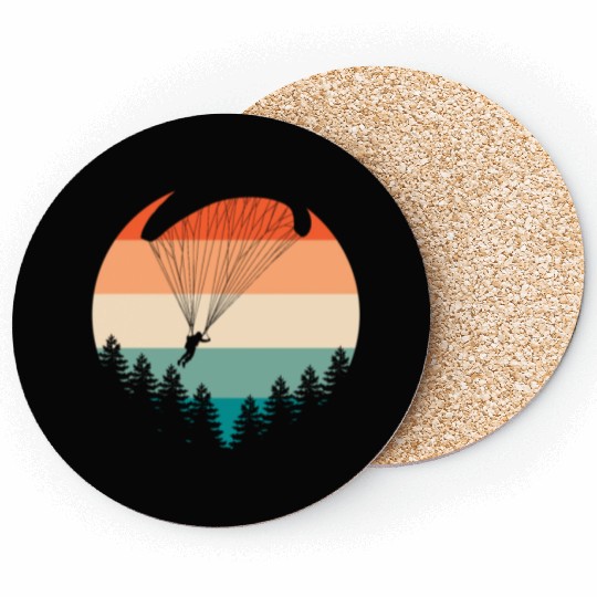 Paragliding Retro Sunset Paraglider Coasters