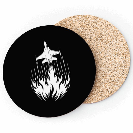 Fighter Jet Model Airplane Fire Flames Flight Coasters