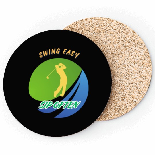 Swing Easy, Sip Often. Funny golf beer Coasters