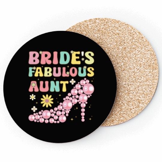 Bride's Fabulous Aunt Groovy Bridal Party Aunt Coasters