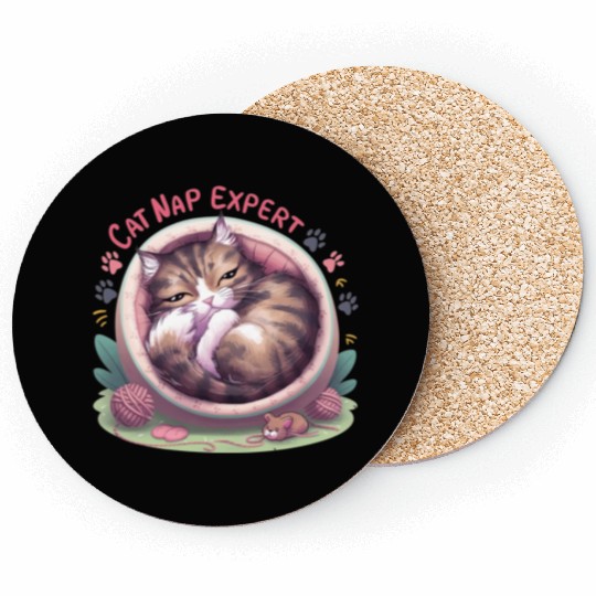 Cat Nap Expert - Funny Cat Outfit! Coasters