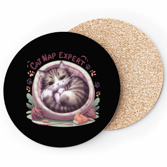 Cat Nap Expert - Funny Cat Outfit! Coasters