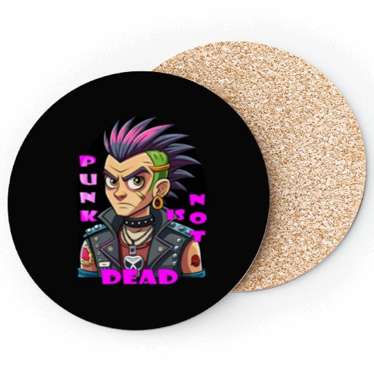 Punk Resurgence,illustration of Punk Man Coasters