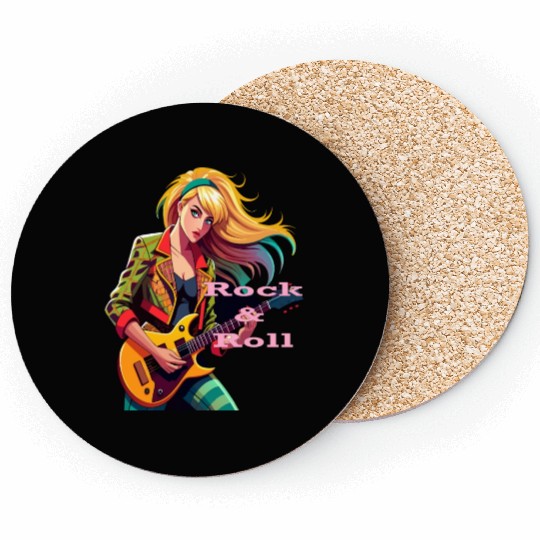 Emerald Melodies: Rock & Roll Girl Coasters