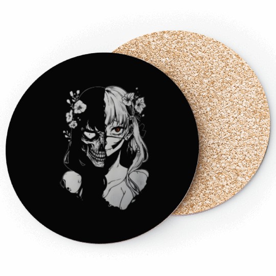 anime skull girl horror Coasters