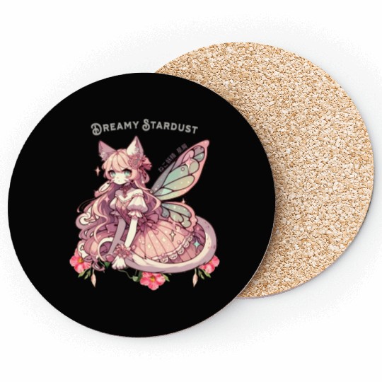 Enchanted Dreamy Stardust-A Cat Fairycore Fantasy Coasters