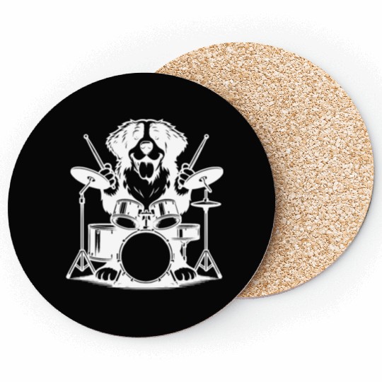 Cool Bernese Mountain Dog Drummer Design Coasters