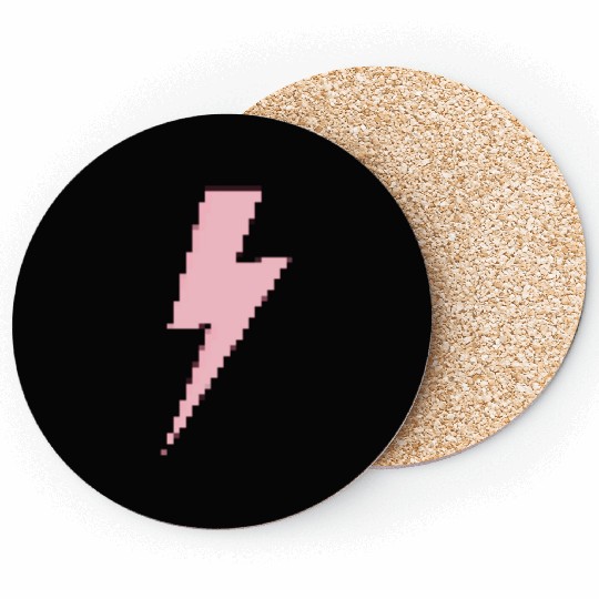 Retro pixels pink lightning bolt Coasters