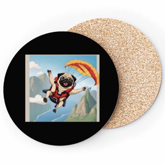 A pug skydiving Coasters