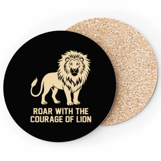 Roar Nature Lover Silhouette Graphic Animal King 4 Coasters