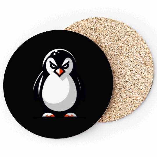 Evil Penguin with Bad Look Coasters