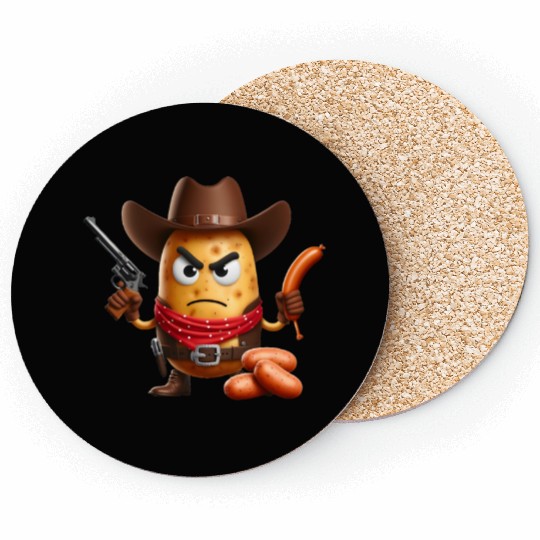 Cowboy potato with sausage gun Coasters