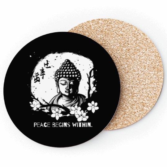 Peace Begins Within – Serene Buddha Coasters