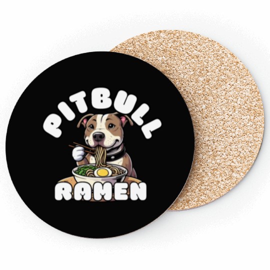 Pitbull Eating Ramen Coasters