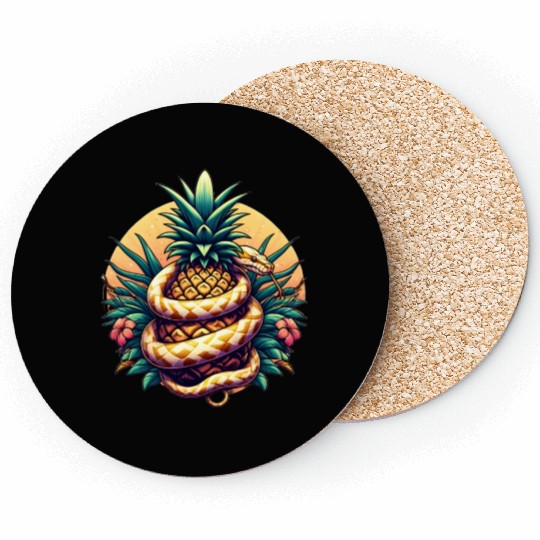 Python around pineapple Coasters