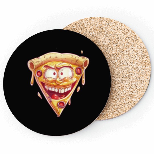 Cheesy Grinning Slice Captures Joy Coasters