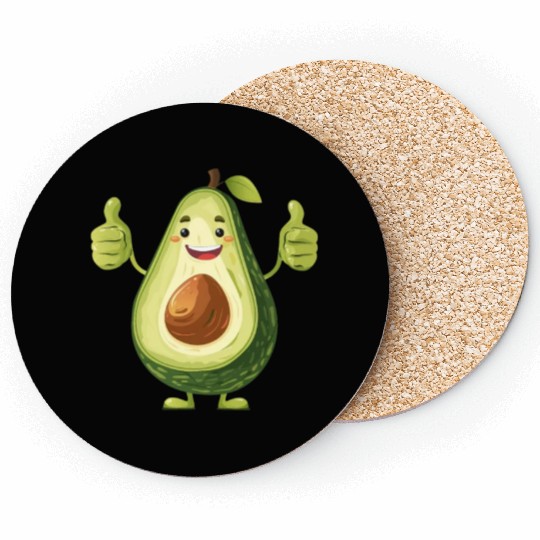 Happy Avocado Thumbs Up Fun Expression Coasters