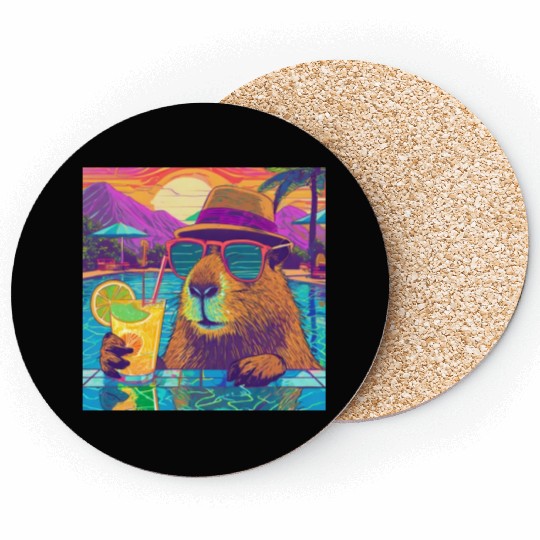 Capybara on vacation sipping on Lemonade Coasters