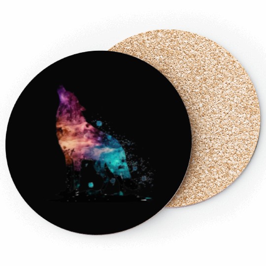 Wolf Print, Cosmic Wolves, Animal Print, Cosmos Coasters