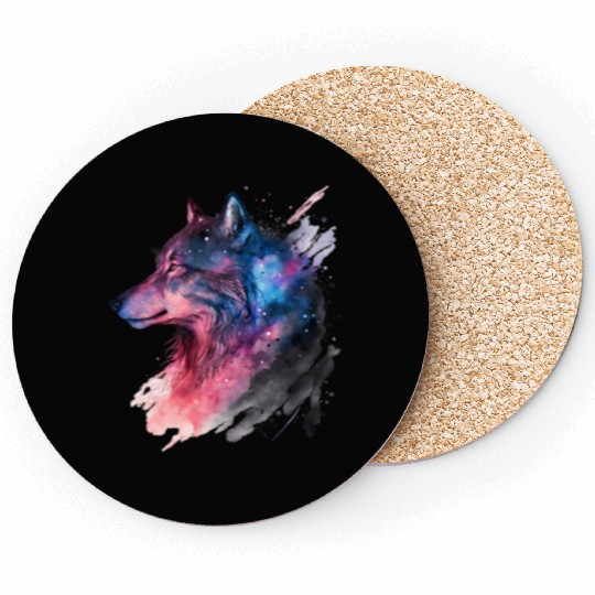 Wolf Print, Cosmic Wolves, Animal Print, Cosmos Coasters