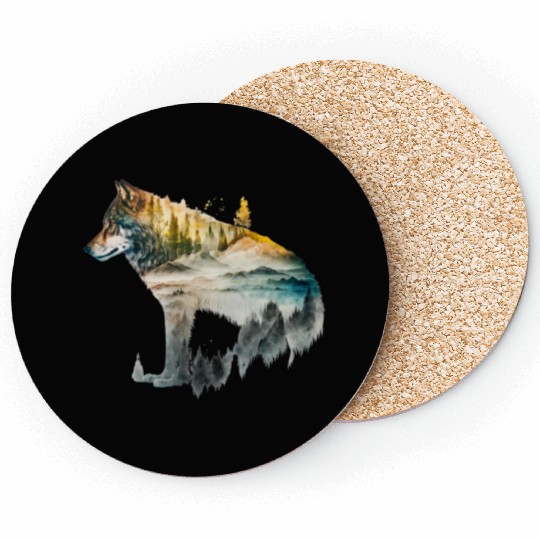 Wolf Print, Cosmic Wolves, Animal Print, Cosmos Coasters