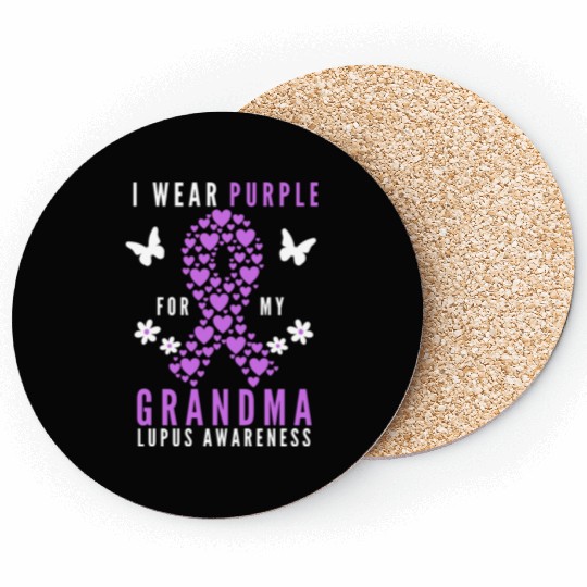 I wear purple for my grandma lupus awareness Coasters