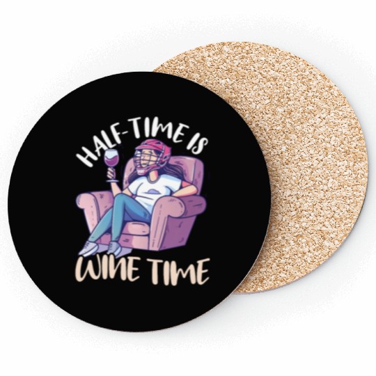 Lacrosse Mom Half-Time is Wine Time Coasters