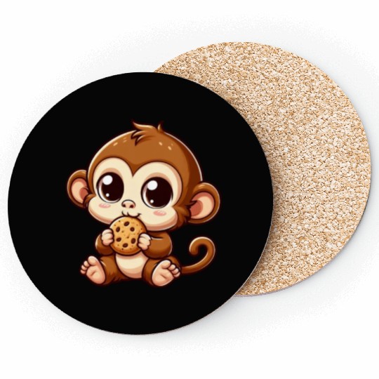 Monkey Chimpanzee Snacking Cookies Coasters