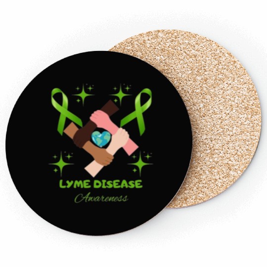 Lime Green Ribbon Lyme Disease Awareness Coasters