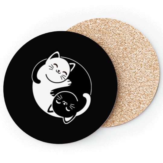 Yin and Yang Cats Coasters