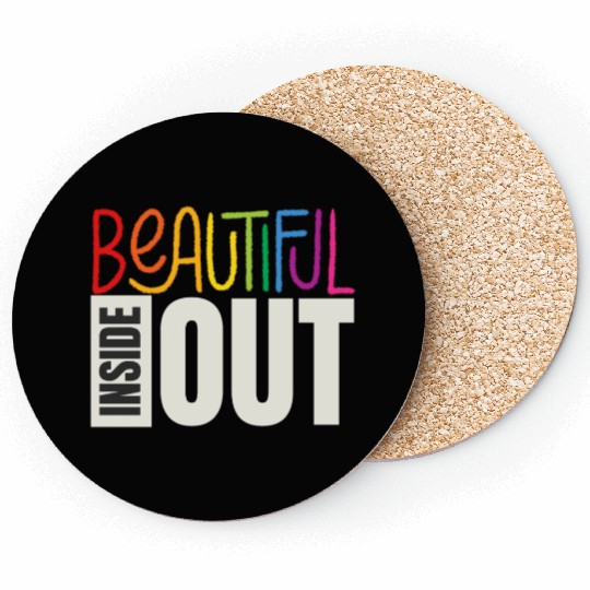 Beautiful Inside Out (black) Coasters
