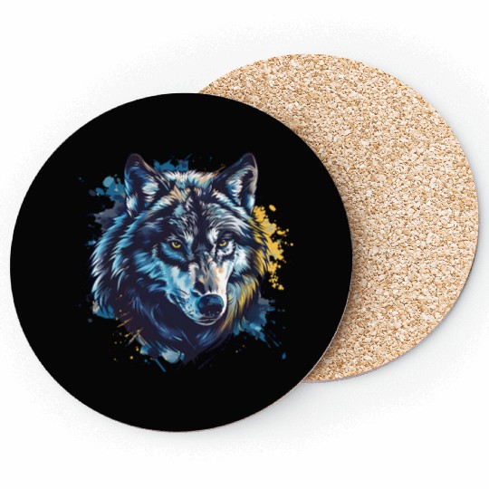 Alpha Wolf Paint Splash Coasters