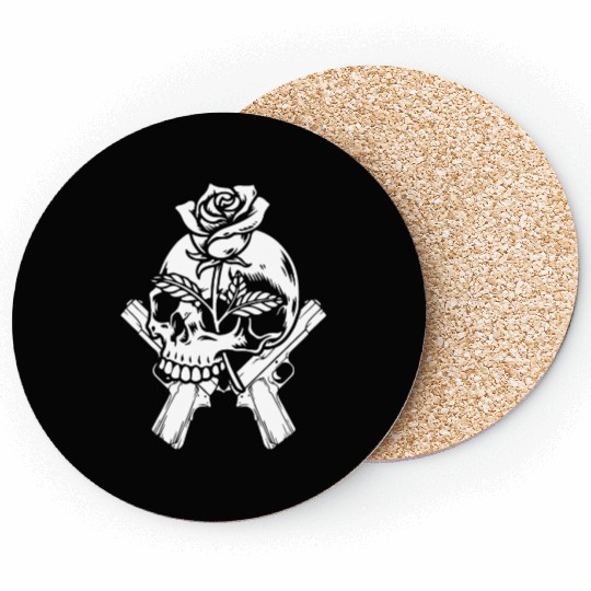 Skeleton Roses Guitar Skull Roses Guns Coasters